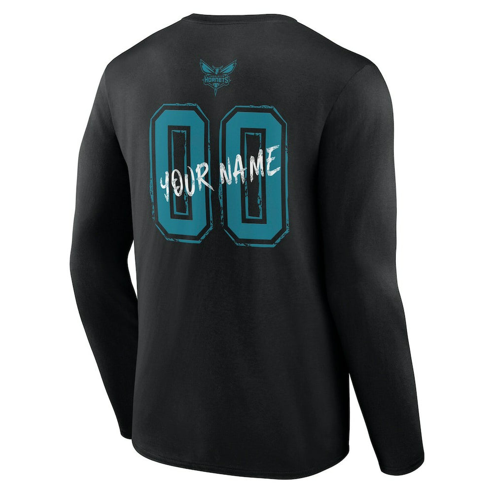 Charlotte Hornets Hustle Custom Long Sleeve T-Shirt Black
