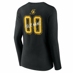 Los Angeles Lakers Women's Hustle Custom Long Sleeve V-Neck T-Shirt Black