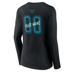 Charlotte Hornets Women's Hustle Custom Long Sleeve V-Neck T-Shirt Black