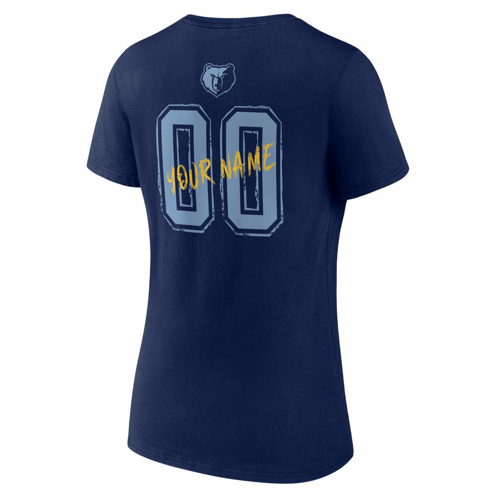 Memphis Grizzlies Women's Hustle Custom V-Neck T-Shirt Navy