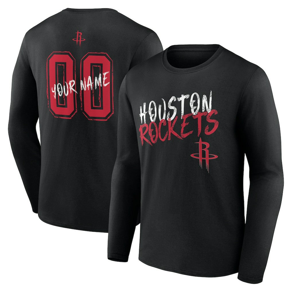 Houston Rockets Hustle Custom Long Sleeve T-Shirt Black