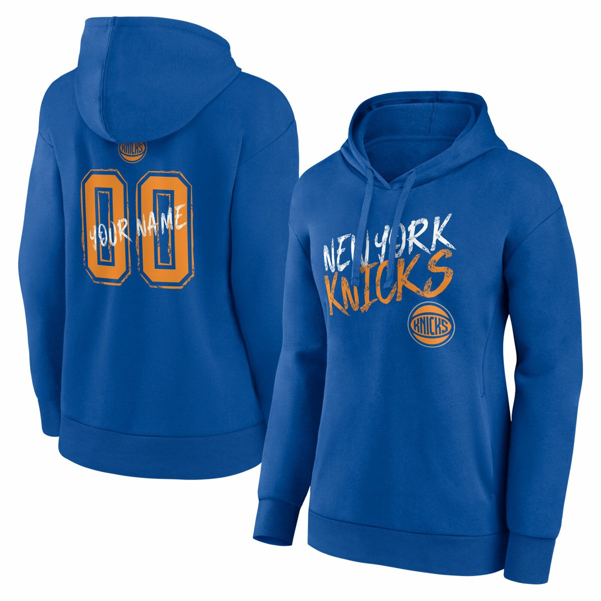 New York Knicks Women's Hustle Custom Pullover Hoodie Blue