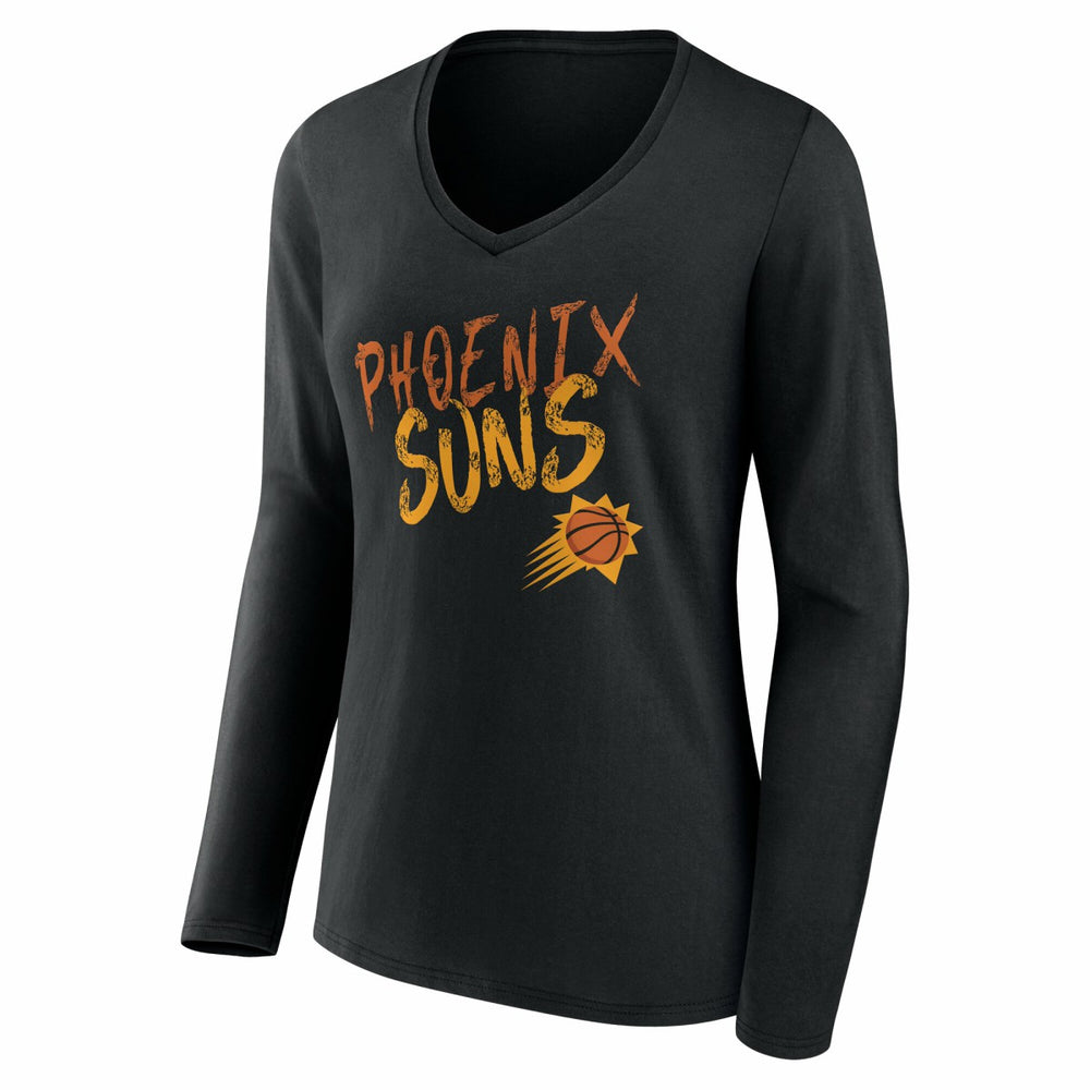 Phoenix Suns Women's Hustle Custom Long Sleeve V-Neck T-Shirt Black