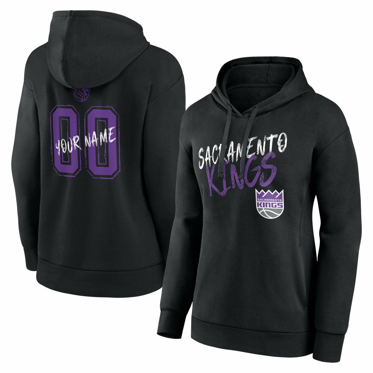 Sacramento Kings Women's Hustle Custom Pullover Hoodie Black