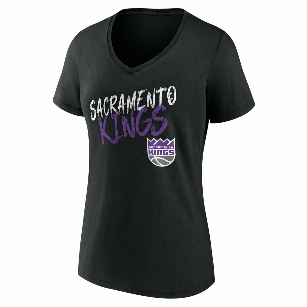 Sacramento Kings Women's Hustle Custom V-Neck T-Shirt Black