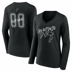 San Antonio Spurs Women's Hustle Custom Long Sleeve V-Neck T-Shirt Black