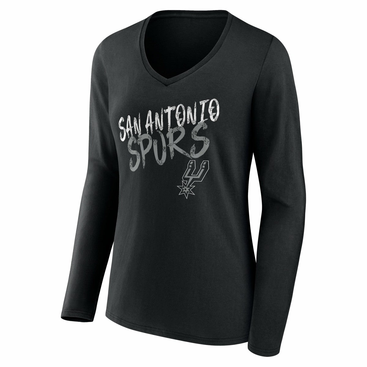 San Antonio Spurs Women's Hustle Custom Long Sleeve V-Neck T-Shirt Black
