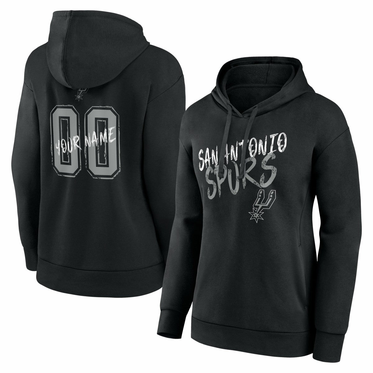 San Antonio Spurs Women's Hustle Custom Pullover Hoodie Black