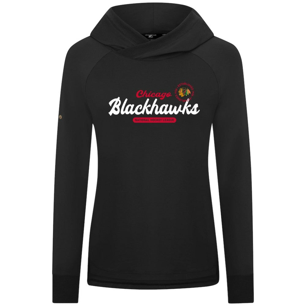 Chicago Blackhawks Levelwear Women's Slender Monument Raglan Pullover Hoodie - Black | NHL sale