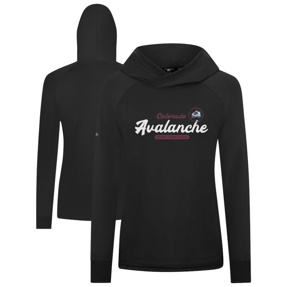 Colorado Avalanche Levelwear Women's Slender Monument Raglan Pullover Hoodie - Black | NHL Lifestyle