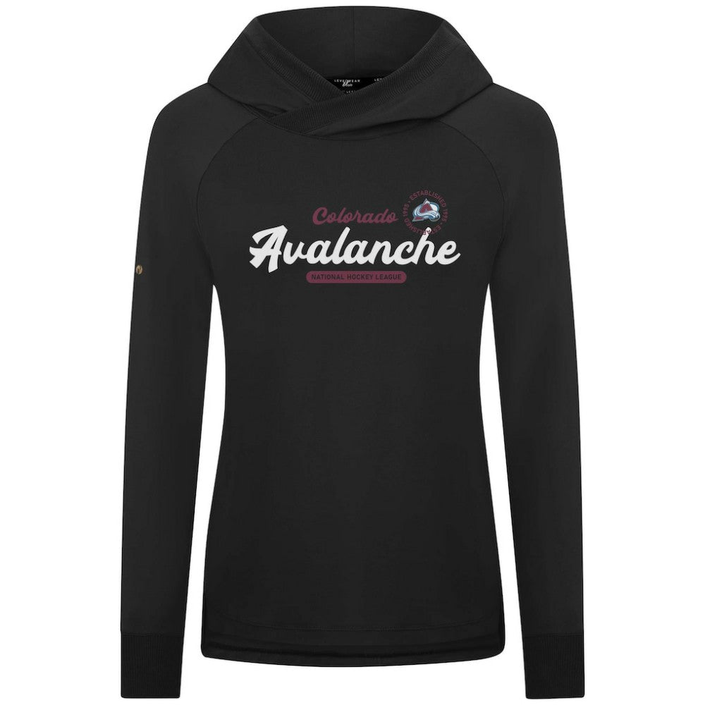Colorado Avalanche Levelwear Women's Slender Monument Raglan Pullover Hoodie - Black | NHL Lifestyle