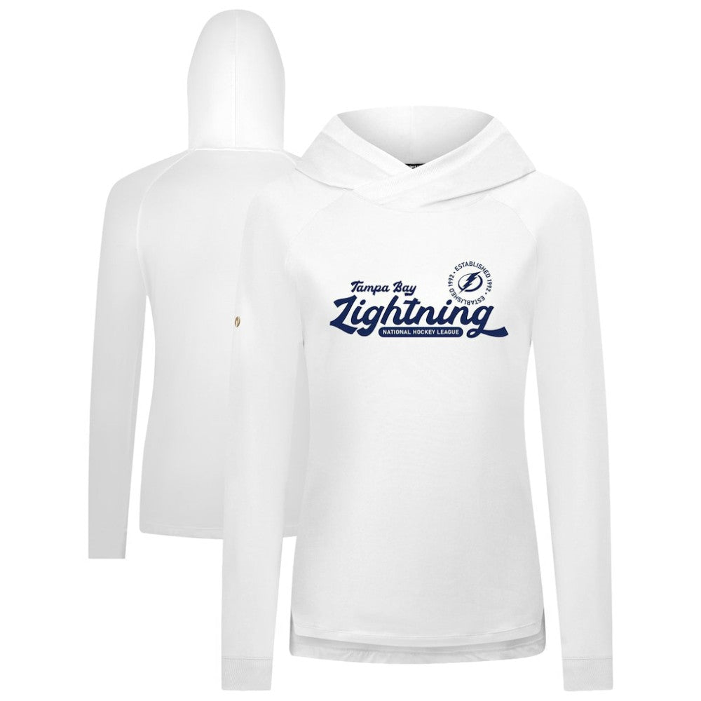 Tampa Bay Lightning Levelwear Women's Slender Monument Raglan Pullover Hoodie - White | NHL near me