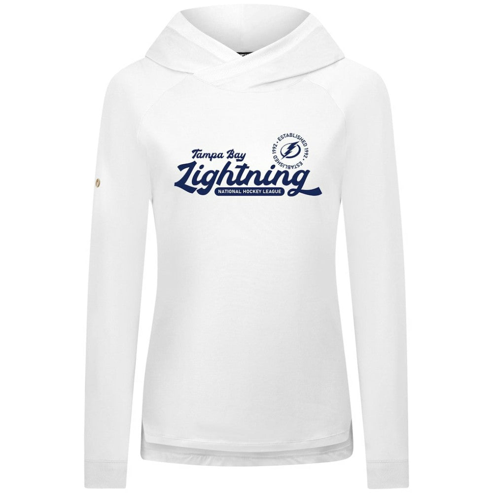 Tampa Bay Lightning Levelwear Women's Slender Monument Raglan Pullover Hoodie - White | NHL near me