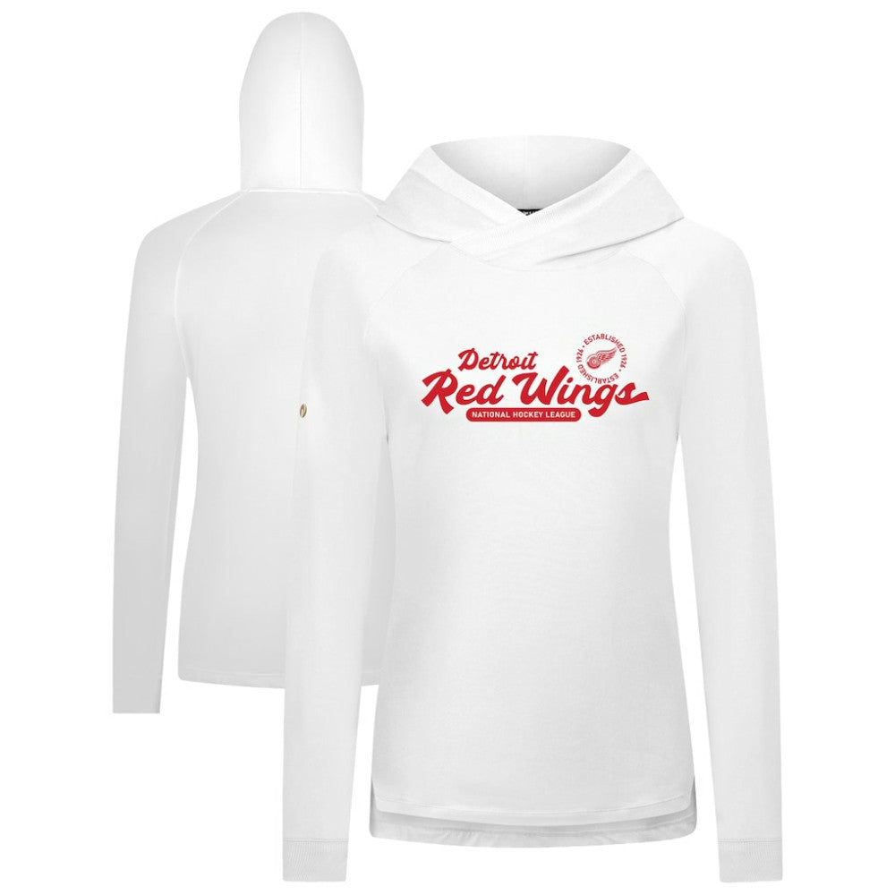 Detroit Red Wings Levelwear Women's Slender Monument Raglan Pullover Hoodie - White | NHL Lifestyle