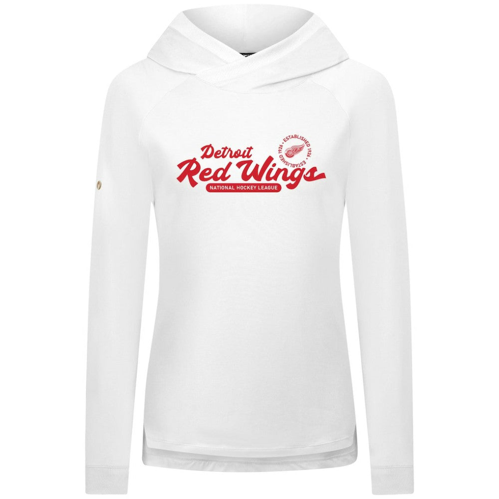 Detroit Red Wings Levelwear Women's Slender Monument Raglan Pullover Hoodie - White | NHL Lifestyle