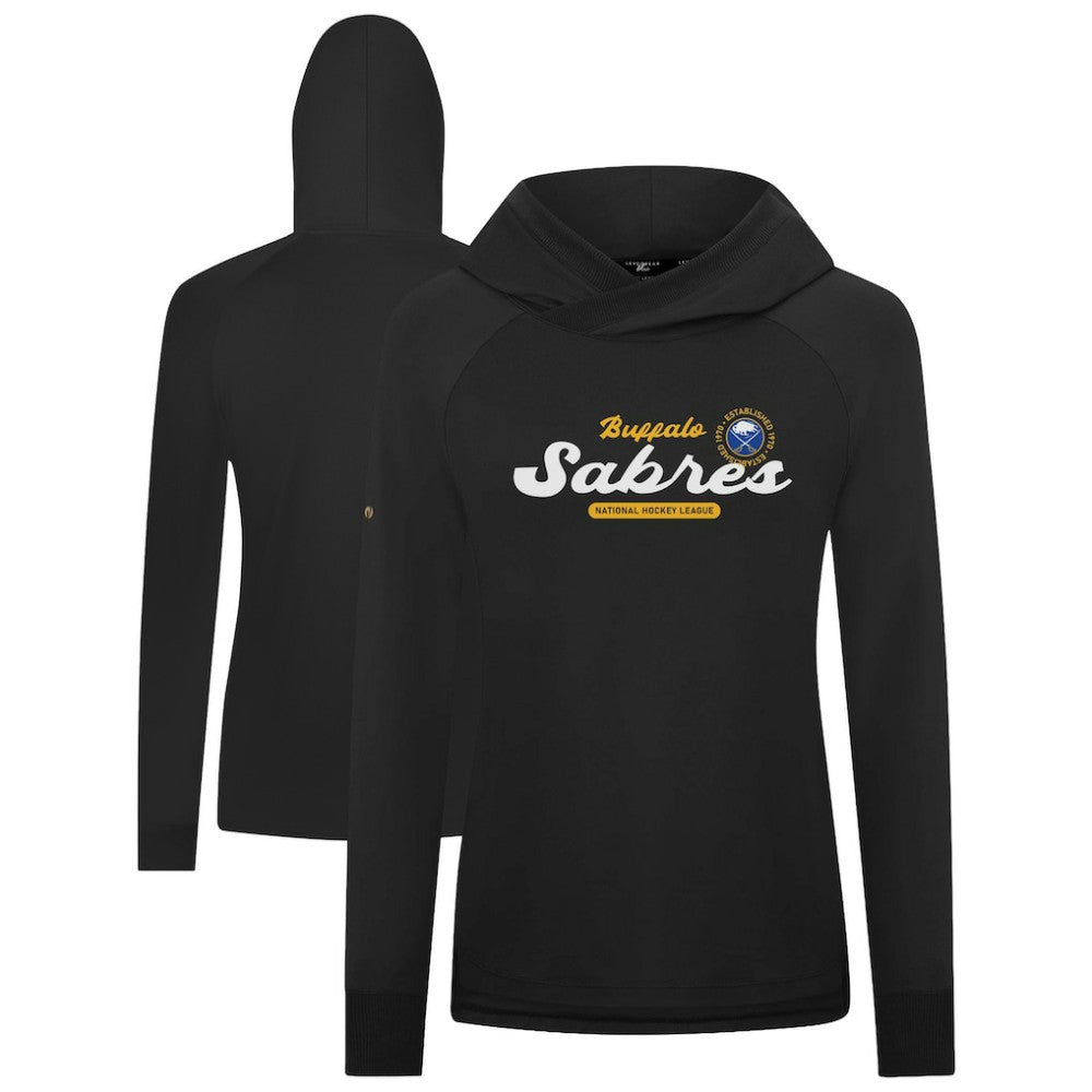 Buffalo Sabres Levelwear Women's Slender Monument Raglan Pullover Hoodie - Black | NHL Lifestyle