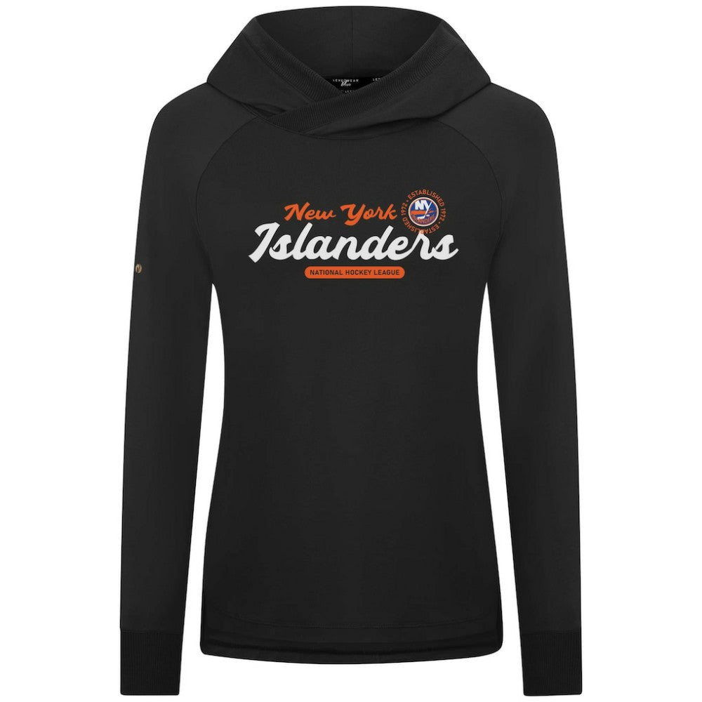 New York Islanders Levelwear Women's Slender Monument Raglan Pullover Hoodie - Black | NHL Lifestyle