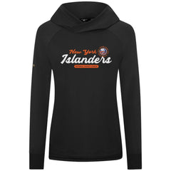 New York Islanders Levelwear Women's Slender Monument Raglan Pullover Hoodie - Black | NHL Lifestyle
