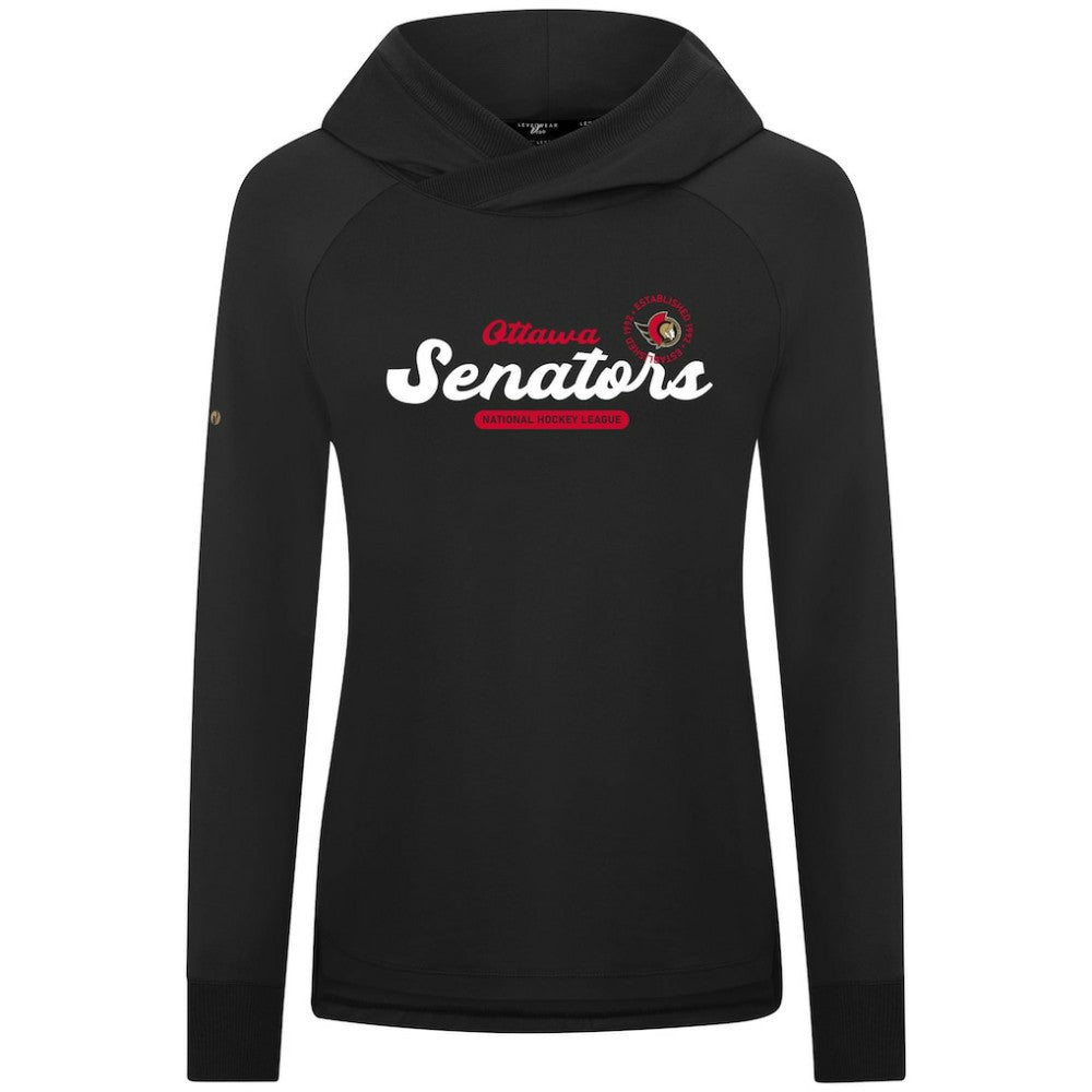 Ottawa Senators Levelwear Women's Slender Monument Raglan Pullover Hoodie - Black | NHL near me