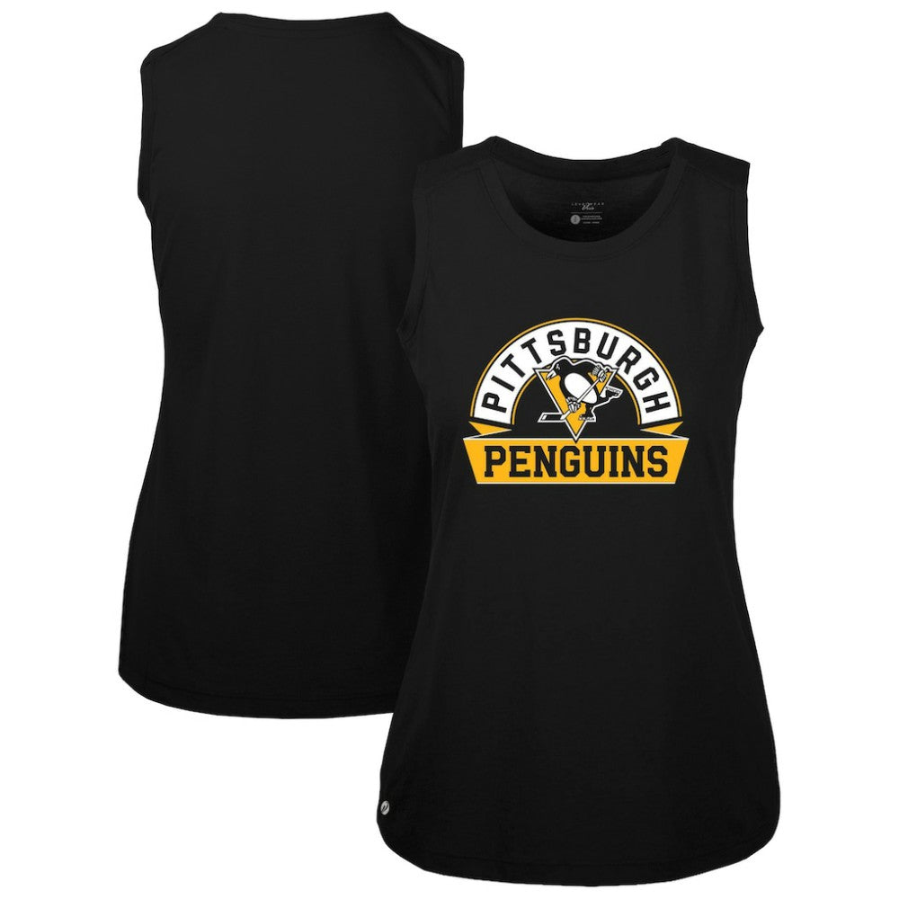Pittsburgh Penguins Levelwear Women's Macy Banner Arch Tank Top - Black | NHL Lifestyle