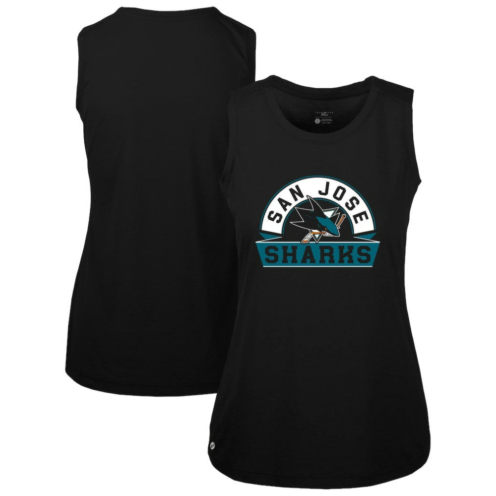 San Jose Sharks Levelwear Women's Macy Banner Arch Tank Top - Black | NHL Clearance