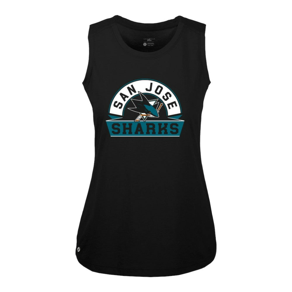 San Jose Sharks Levelwear Women's Macy Banner Arch Tank Top - Black | NHL Clearance