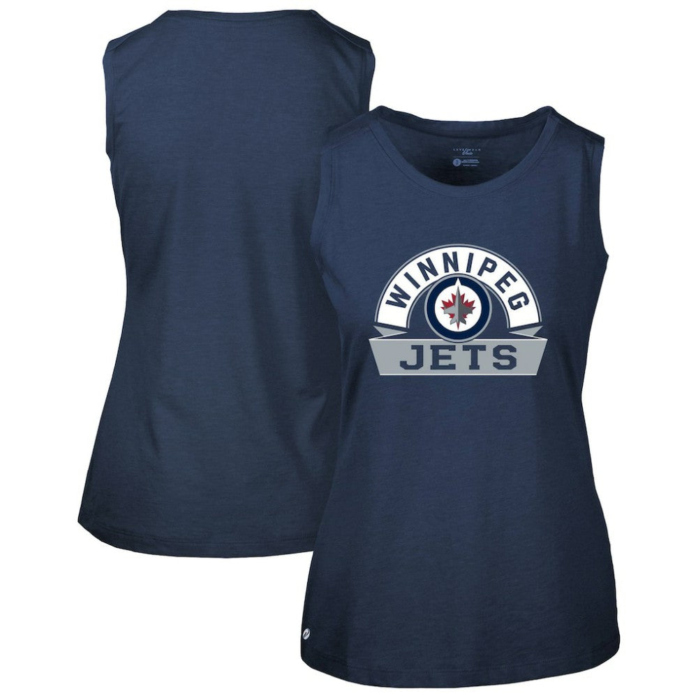 Winnipeg Jets Levelwear Women's Macy Banner Arch Tank Top - Navy | NHL Clearance
