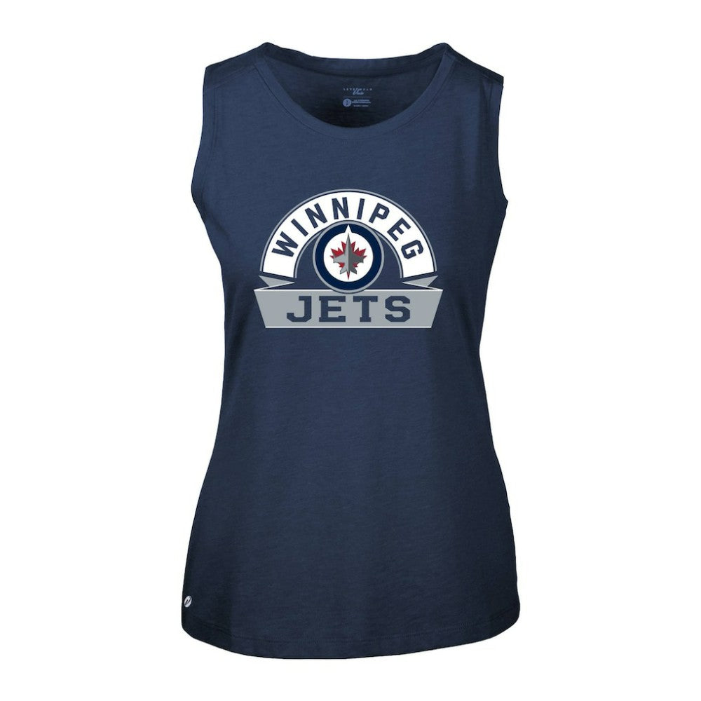 Winnipeg Jets Levelwear Women's Macy Banner Arch Tank Top - Navy | NHL Clearance
