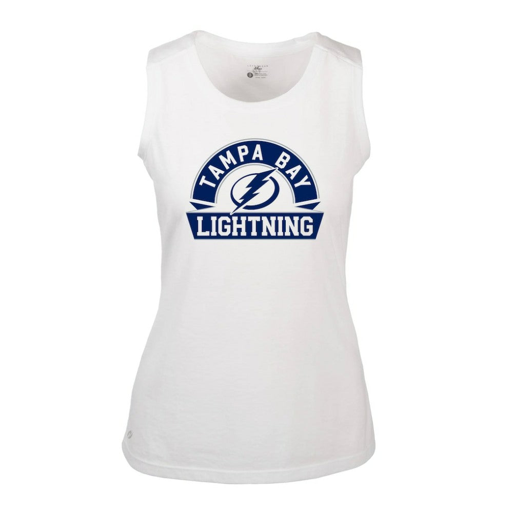 Tampa Bay Lightning Levelwear Women's Macy Banner Arch Tank Top - White | NHL discount