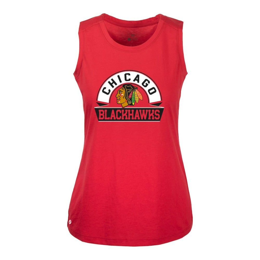 Chicago Blackhawks Levelwear Women's Macy Banner Arch Tank Top - Red | NHL Clearance