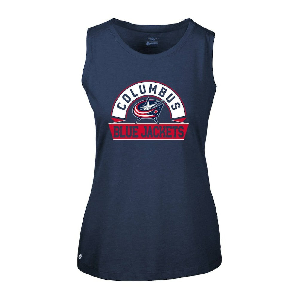Columbus Blue Jackets Levelwear Women's Macy Banner Arch Tank Top - Navy | NHL Clearance