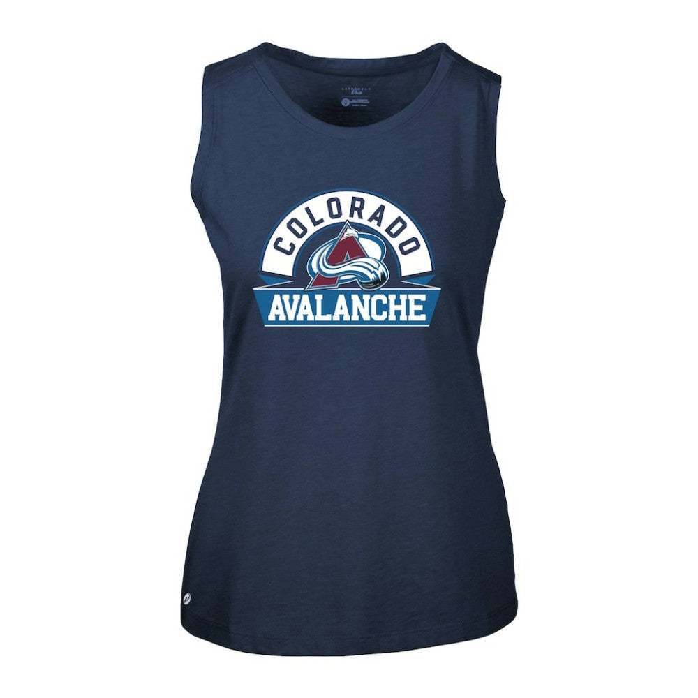 Colorado Avalanche Levelwear Women's Macy Banner Arch Tank Top - Navy | NHL discount
