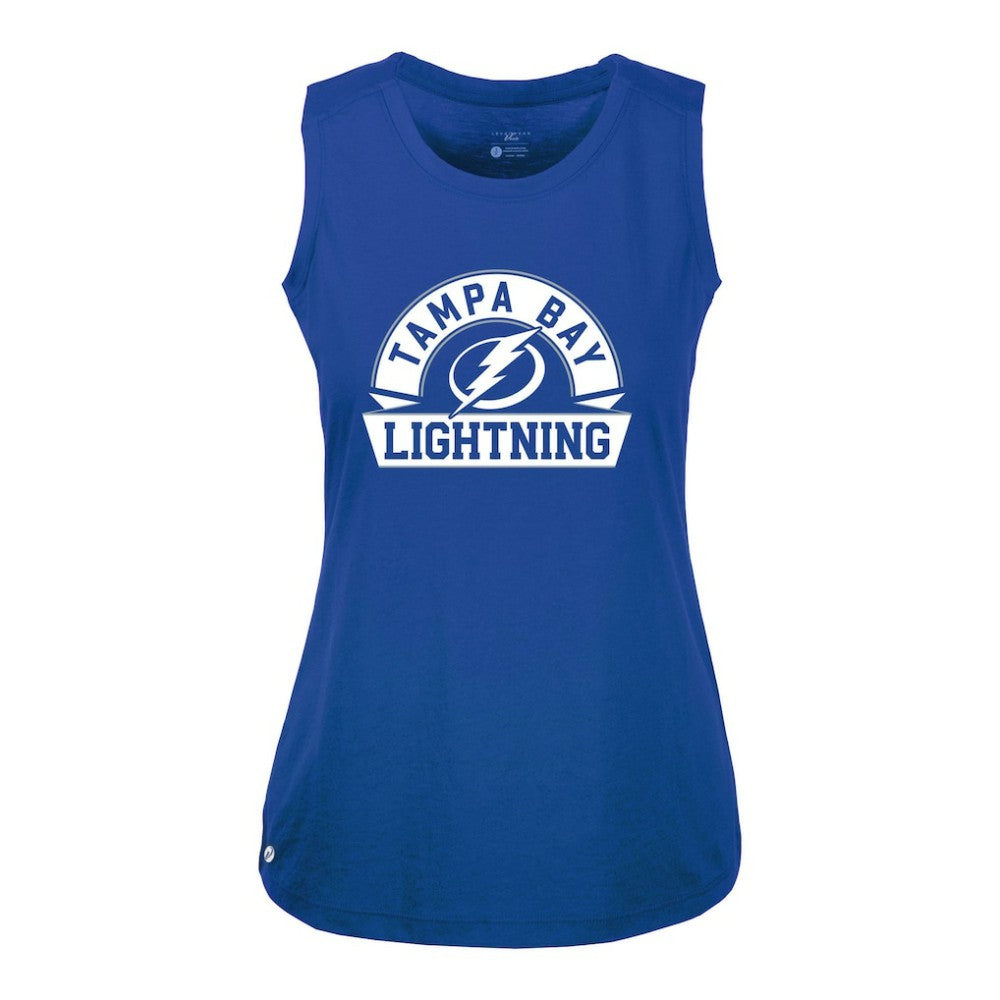 Tampa Bay Lightning Levelwear Women's Macy Banner Arch Tank Top - Royal | NHL near me