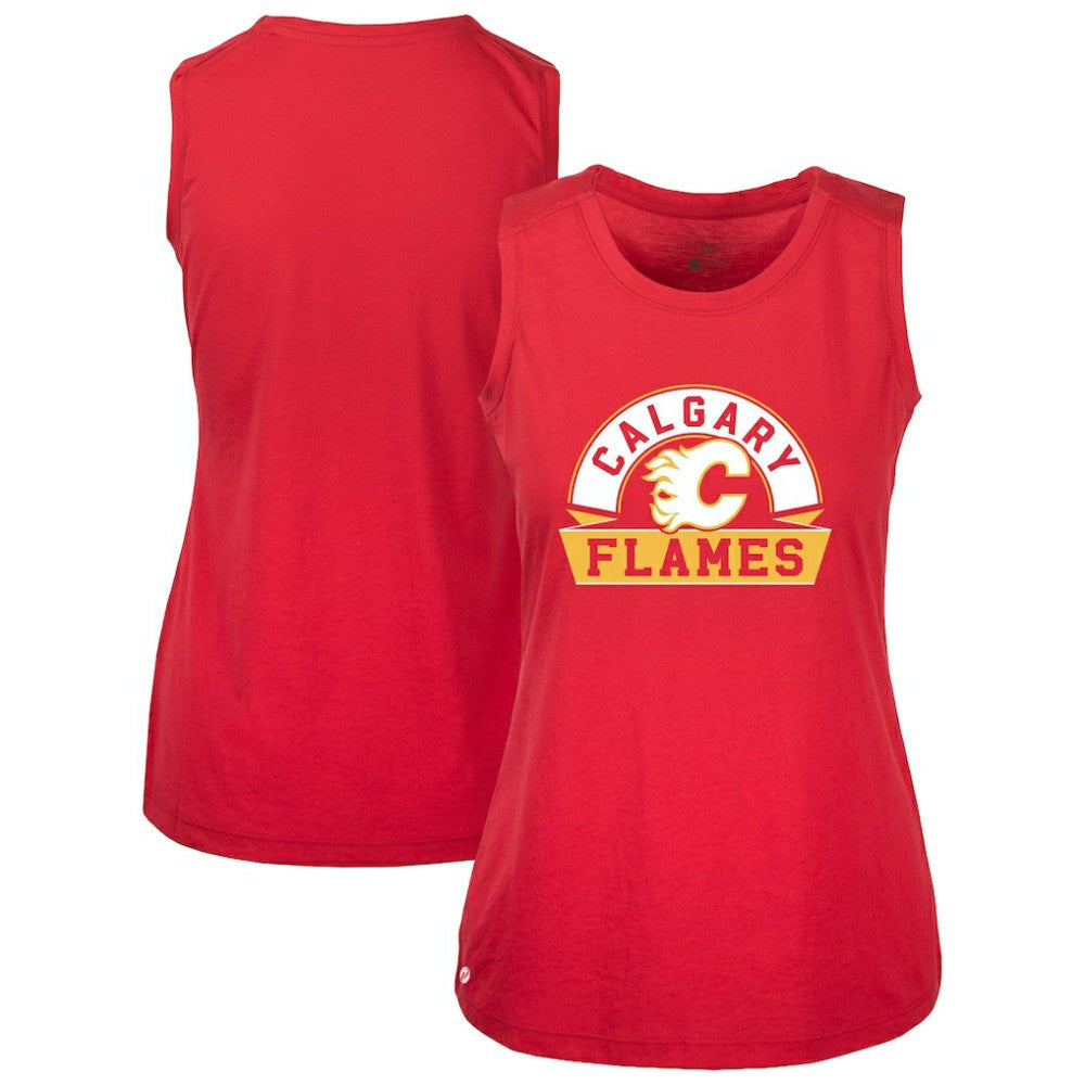 Calgary Flames Levelwear Women's Macy Banner Arch Tank Top - Red | NHL discount