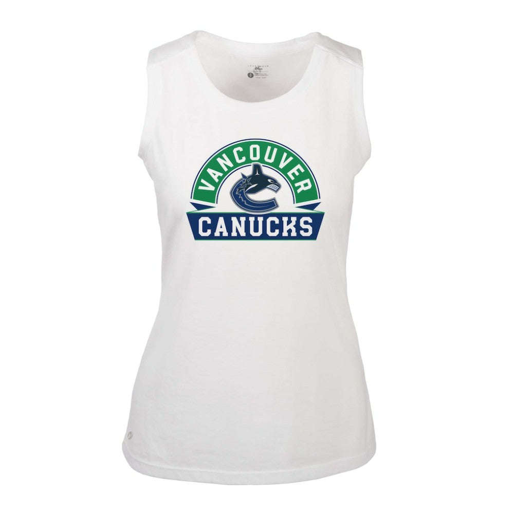Vancouver Canucks Levelwear Women's Macy Banner Arch Tank Top - White | NHL discount