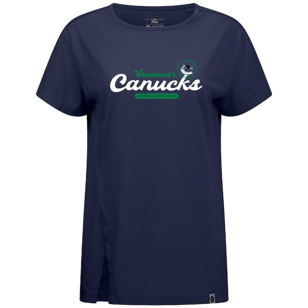Vancouver Canucks Levelwear Women's Influx Monument T-Shirt - Navy | NHL on sale