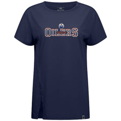 Edmonton Oilers Levelwear Women's Influx Journey T-Shirt - Navy | NHL on sale
