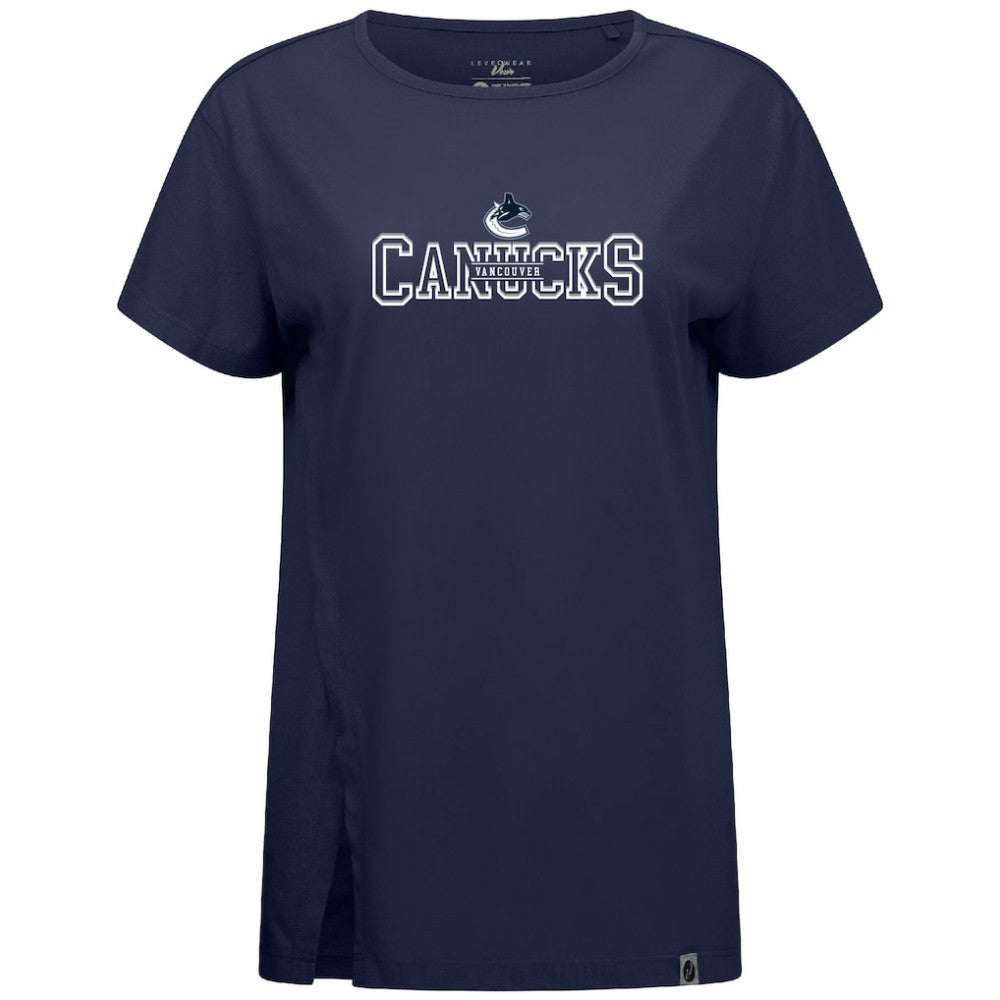 Vancouver Canucks Levelwear Women's Influx Journey T-Shirt - Navy | NHL Lifestyle
