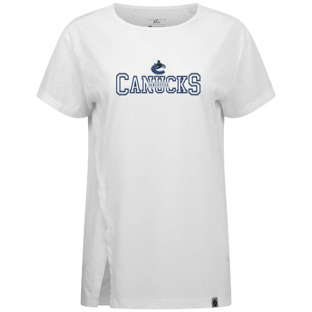 Vancouver Canucks Levelwear Women's Influx Journey T-Shirt - White | NHL Clearance