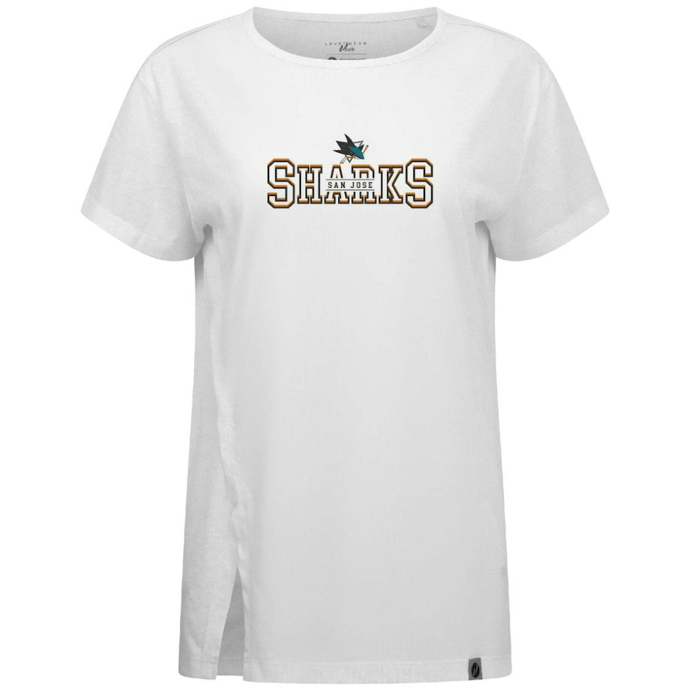 San Jose Sharks Levelwear Women's Influx Journey T-Shirt - White | NHL on sale