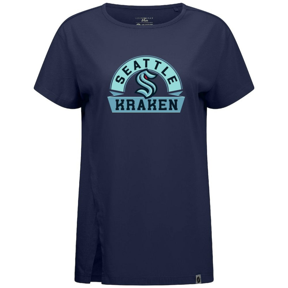 Seattle Kraken Levelwear Women's Influx Banner Arch T-Shirt - Deep Sea Blue | NHL discount