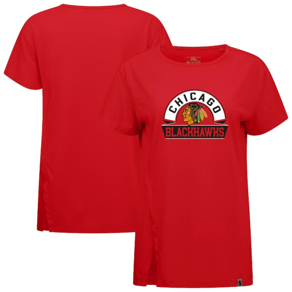 Chicago Blackhawks Levelwear Women's Influx Banner Arch T-Shirt - Red | NHL Lifestyle