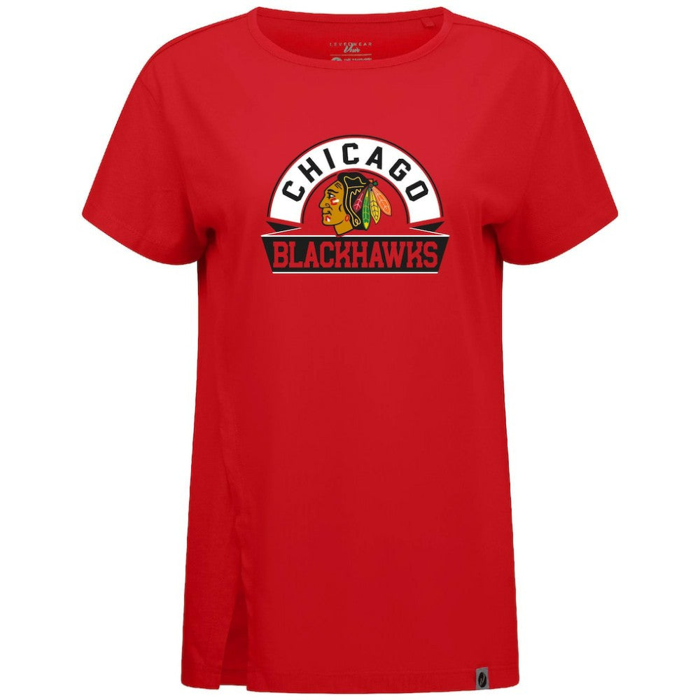 Chicago Blackhawks Levelwear Women's Influx Banner Arch T-Shirt - Red | NHL Lifestyle