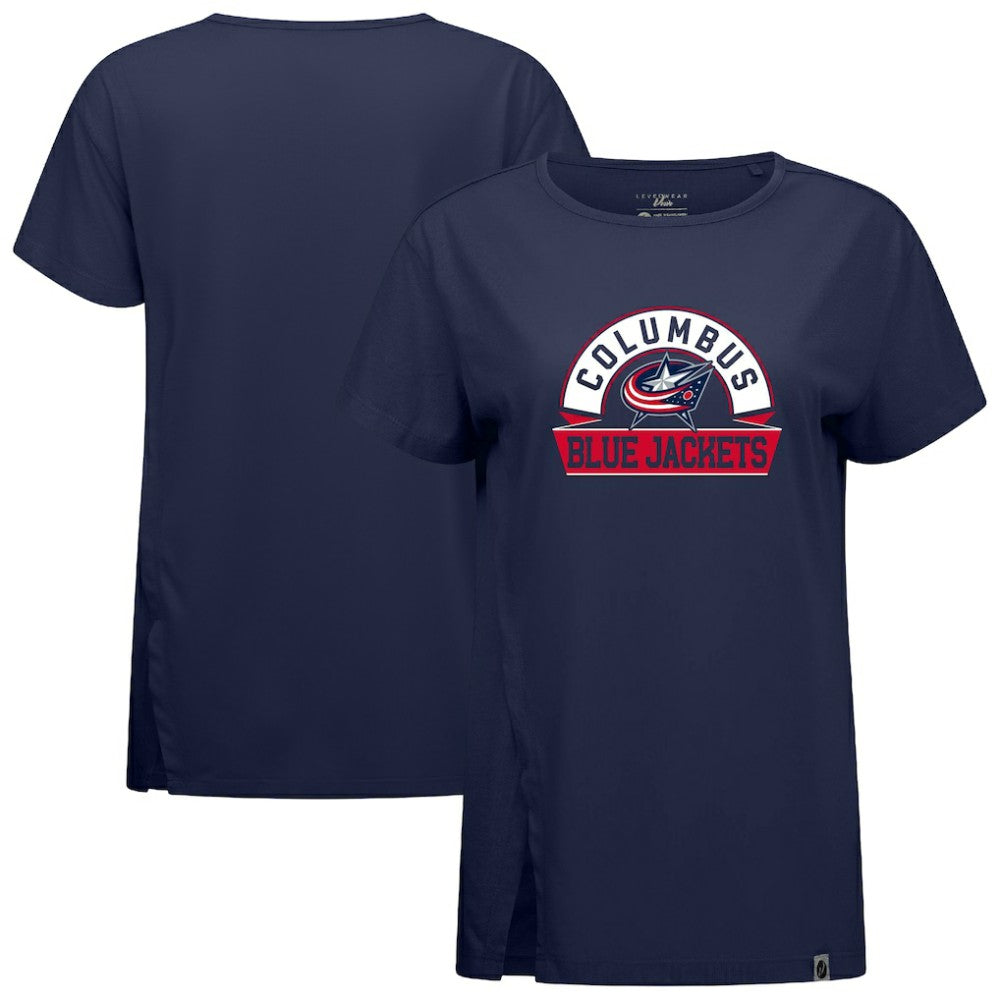 Columbus Blue Jackets Levelwear Women's Influx Banner Arch T-Shirt - Navy | NHL Clearance