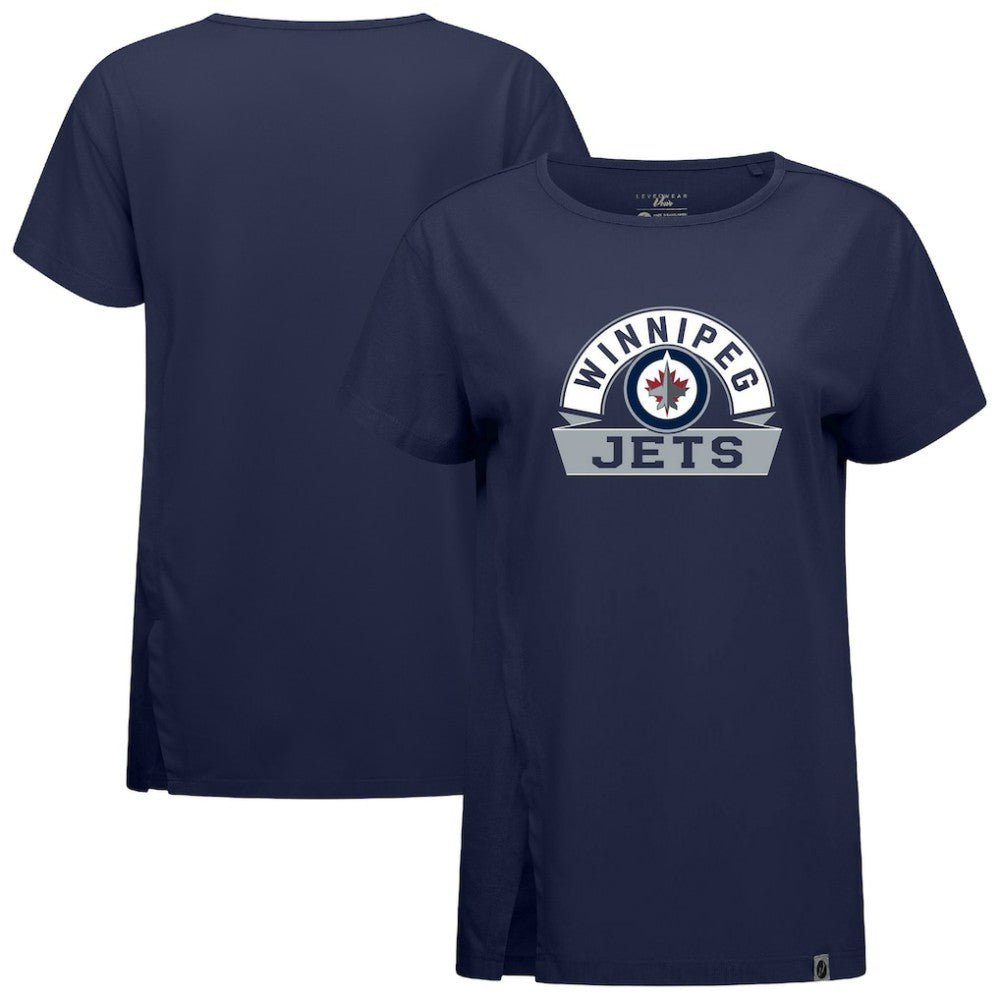 Winnipeg Jets Levelwear Women's Influx Banner Arch T-Shirt - Navy | NHL discount