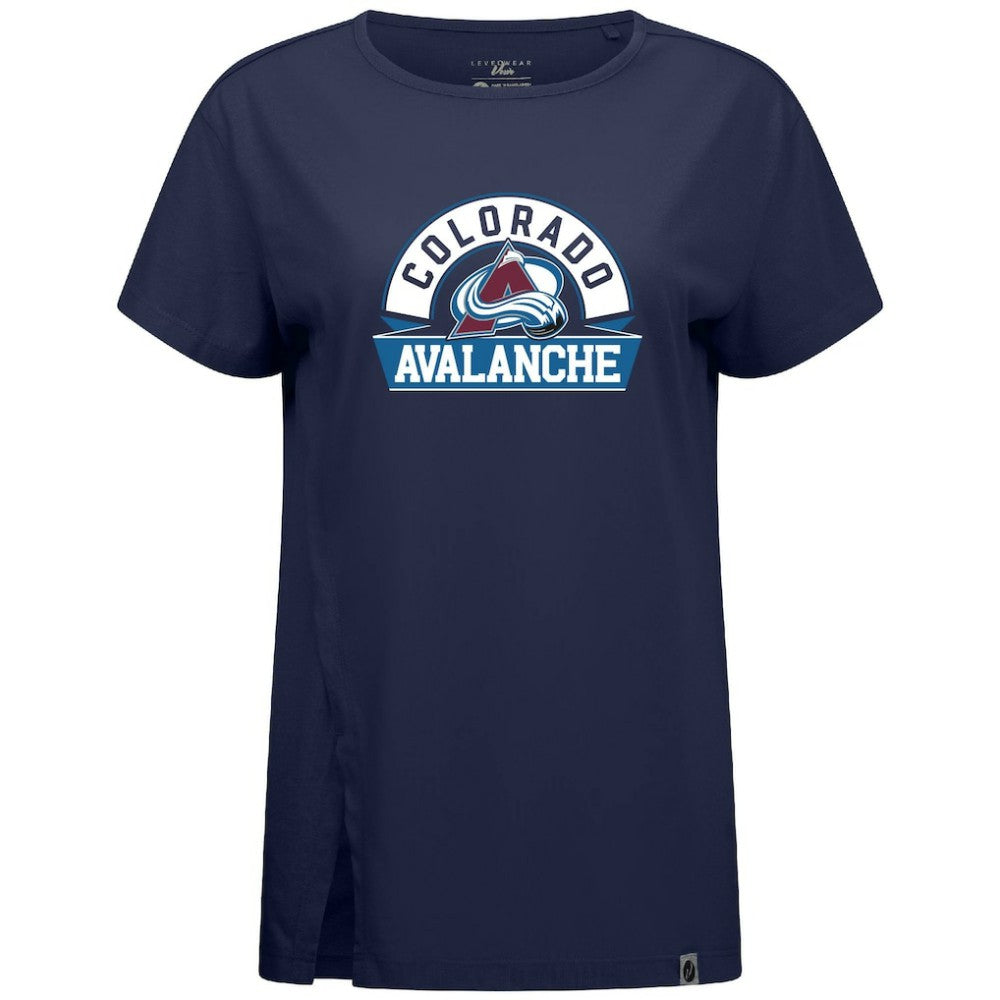 Colorado Avalanche Levelwear Women's Influx Banner Arch T-Shirt - Navy | NHL sale