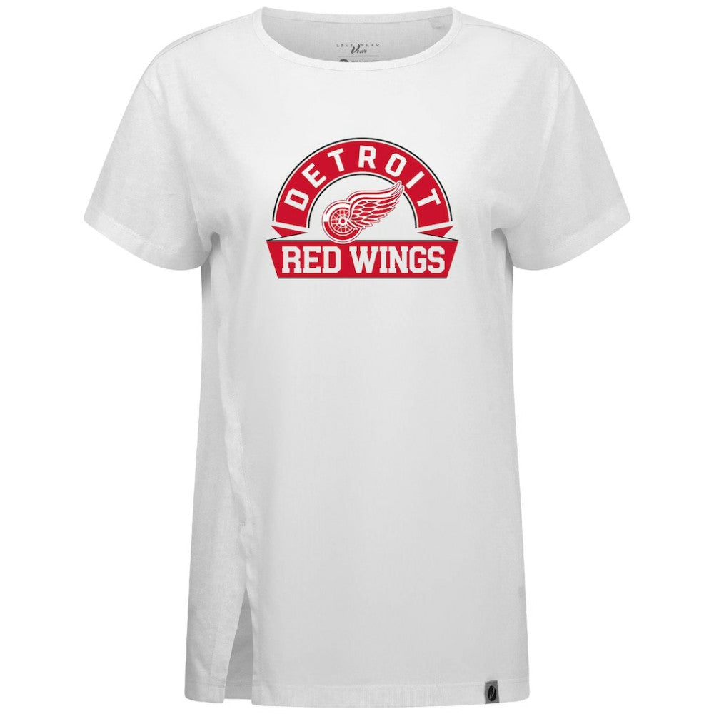 Detroit Red Wings Levelwear Women's Influx Banner Arch T-Shirt - White | NHL Clearance