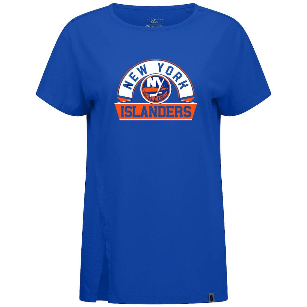 New York Islanders Levelwear Women's Influx Banner Arch T-Shirt - Royal | NHL Lifestyle