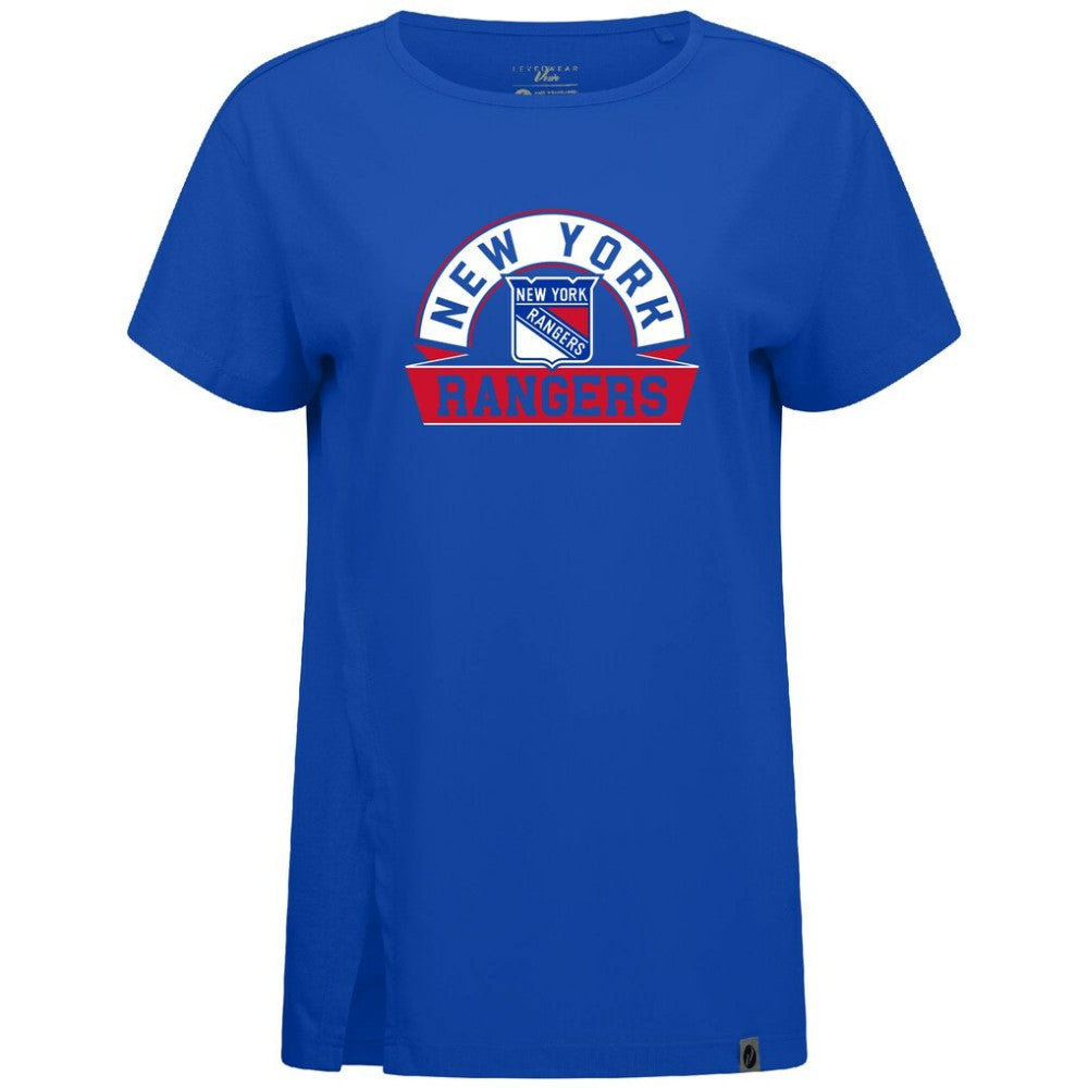 New York Rangers Levelwear Women's Influx Banner Arch T-Shirt - Royal | NHL online
