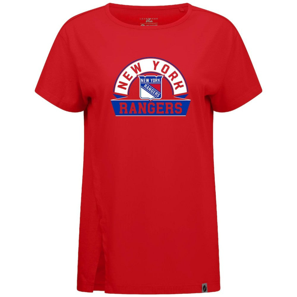 New York Rangers Levelwear Women's Influx Banner Arch T-Shirt - Red | NHL sale